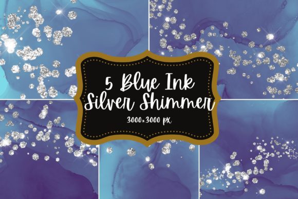 Download Blue Ink Silver Shimmer Digital Paper - Premium Resources